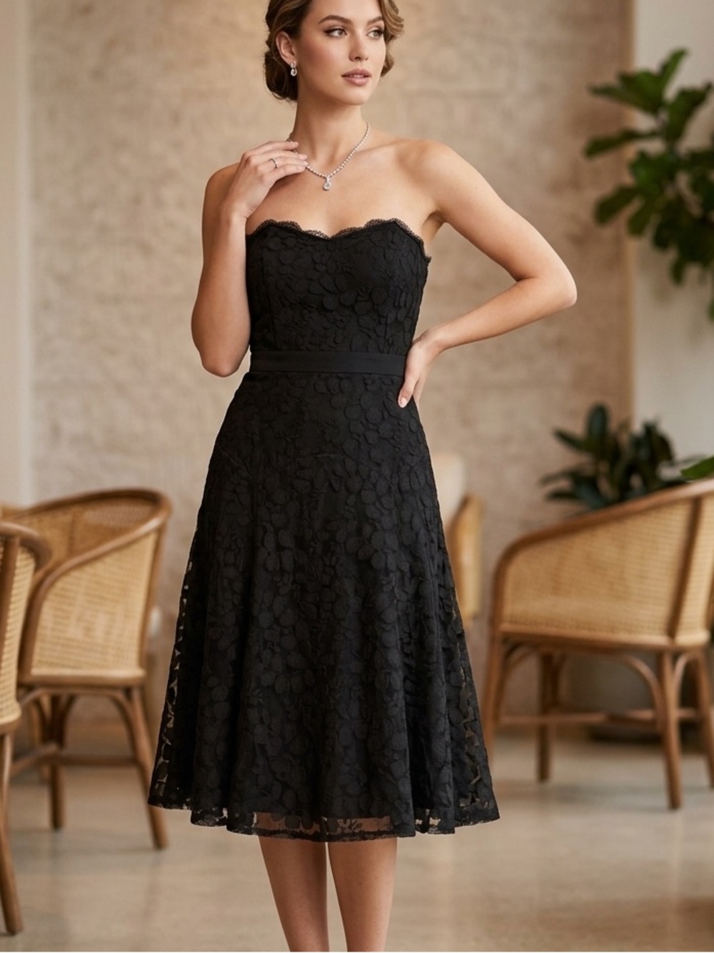 Rachel Roy Strapless Lace Cocktail Dress Size 4